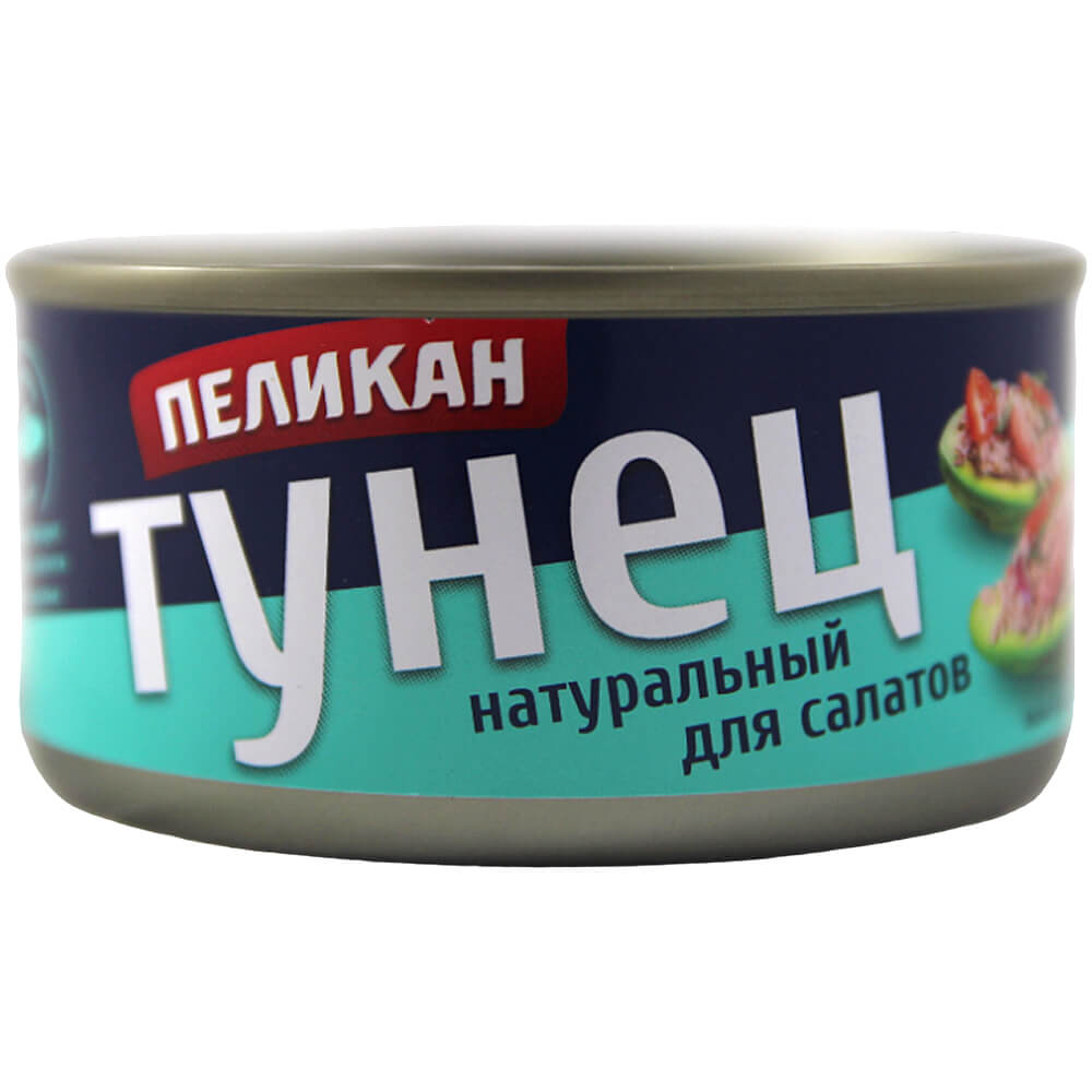 Фото: Тунец натуральный "Пеликан" изммельченный в масле для салатов, 185г