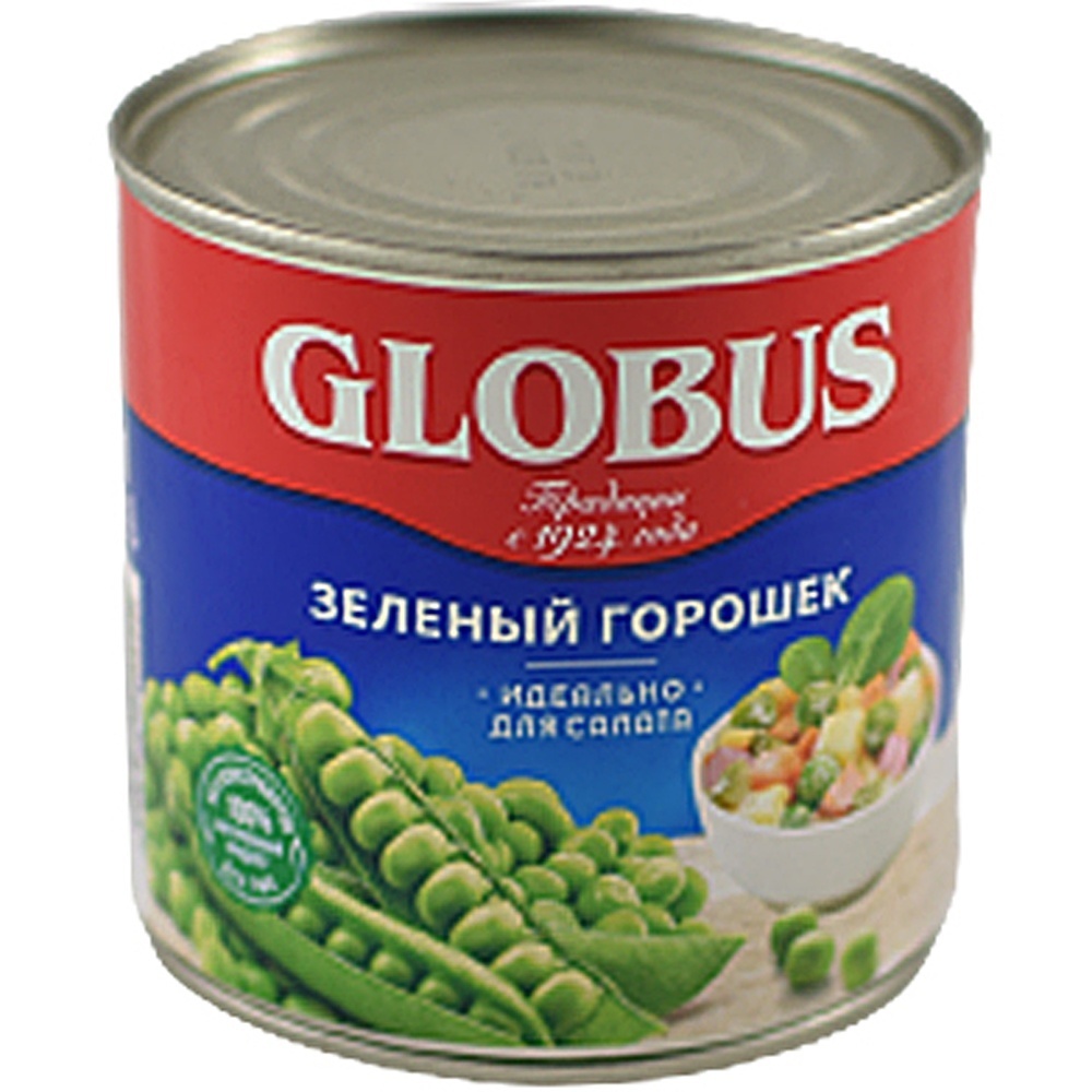 Фото: Горошек зеленый "Глобус" консервированный, 400г
