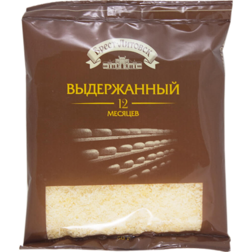 Фото: Сыр твердый "Брест-Литовск" выдержанный в возрасте 12 месяцев тертый 45%, 50г