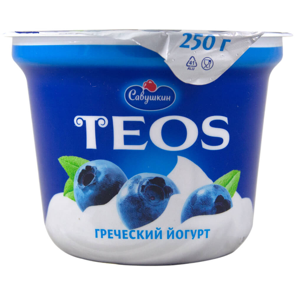 Фото: Йогурт "Греческий teos" черника 2%, 250г
