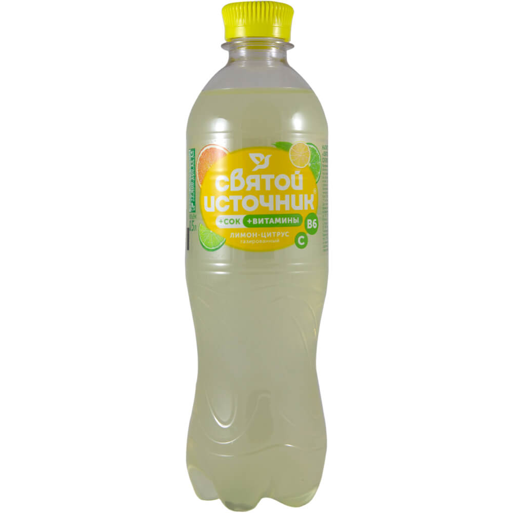 Фото: Напиток "Святой источник" Вода+ сок со вкусом цитрусов газированный, 0.5л
