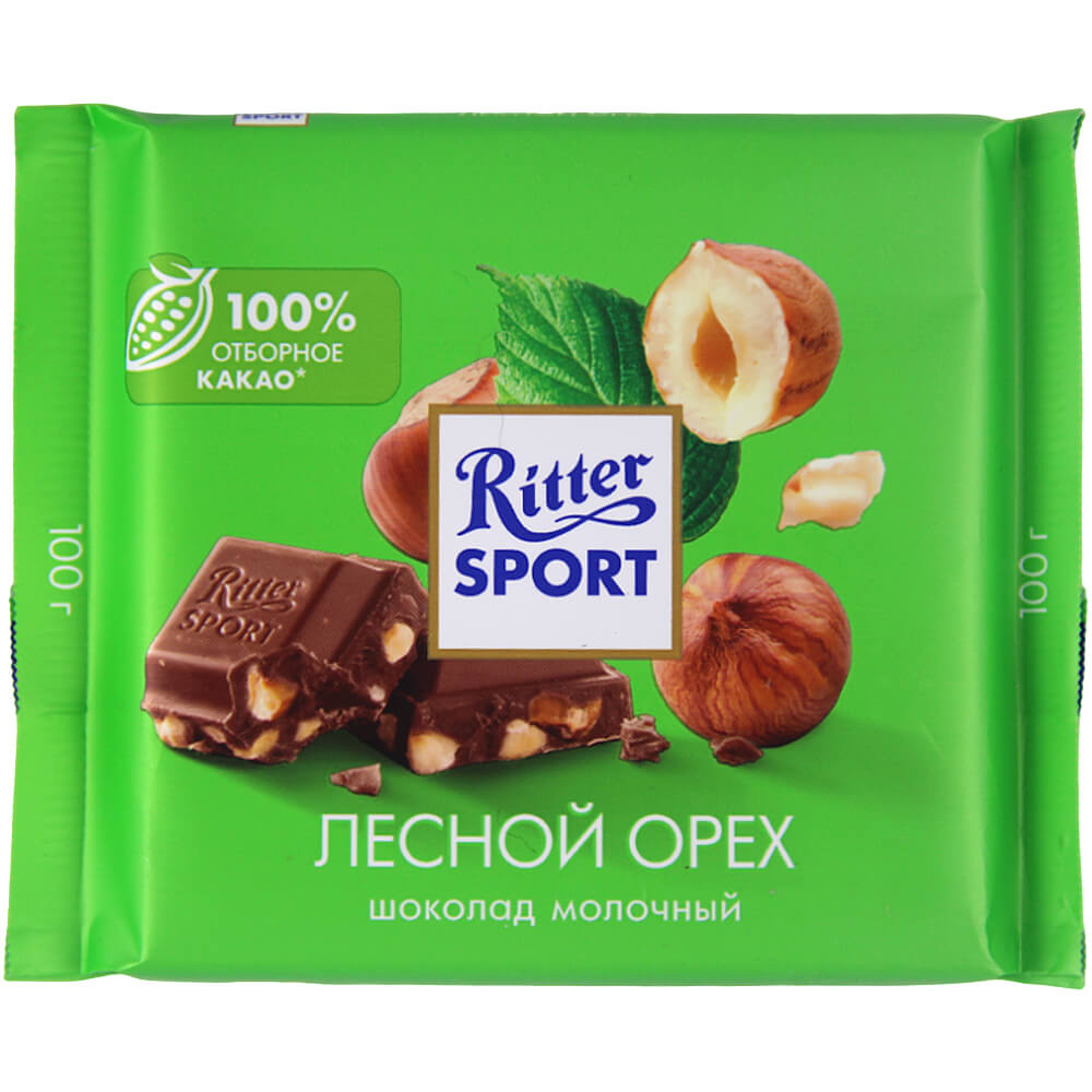 Фото: Шоколад молочный "Ritter Sport" лесной орех, 100г