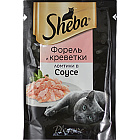 Корм консервированный "Sheba" с форелью и креветками ломтики в соусе, 75г