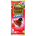 Шоколад молочный "Alpen Gold Oreo" "Нежная клубника" с клубничной начинкой и кусочками печенья, 90г