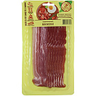 Продукт мясной из свинины "Бекон" сырокопченый категории Б нарезка, 100г